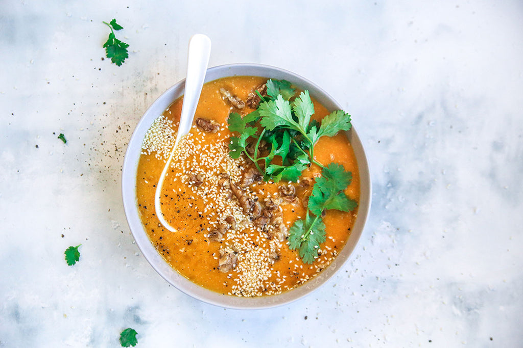 IMMUNITY BOOSTING MISO CARROT CORN AND SWEET POTATO SOUP
